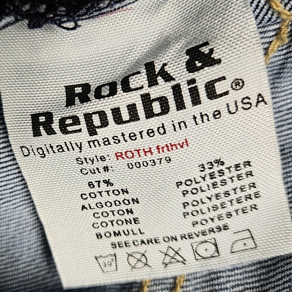 Rock & Republic Roth FRTHVL Med Wash Blue Relaxed Straight Leg Denim Jeans 27 - Picture 7 of 8